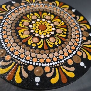 6" Handpainted Mandala Large Magnet Boho Hippie FolkArt DotArt